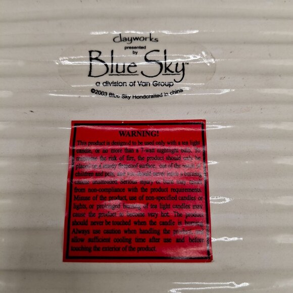 Hand-Painted Blue Sky Ceramic Tea Light Holder Plate Floral & Leaf Design 2003 - Picture 4 of 5